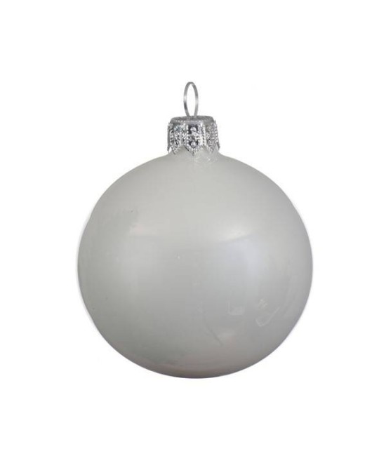 BAUBLE SHINY WHITE GLASS (box of 6)
