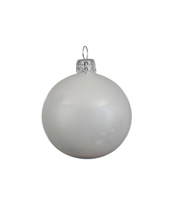 BAUBLE SHINY WHITE GLASS (box of 6)