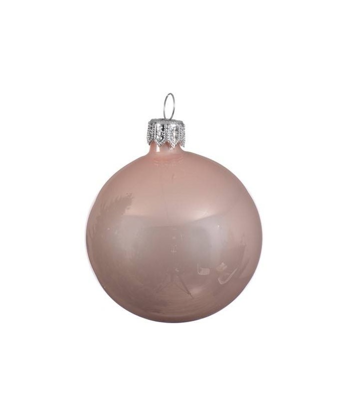 BAUBLE SHINY POWDER PINK GLASS (box of 6)
