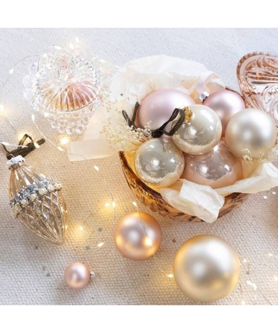 BAUBLE SHINY POWDER PINK GLASS (box of 6)