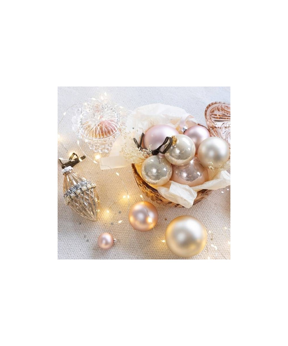 BAUBLE SHINY POWDER PINK GLASS (box of 6)