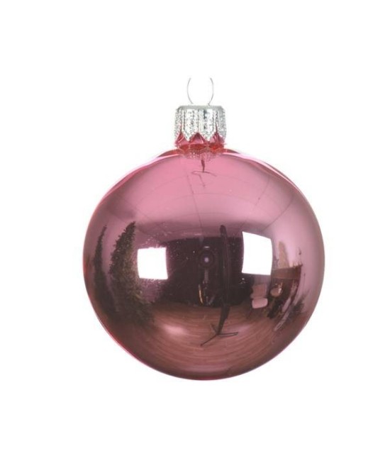 BAUBLE SHINY PINK GLASS (box of 6)