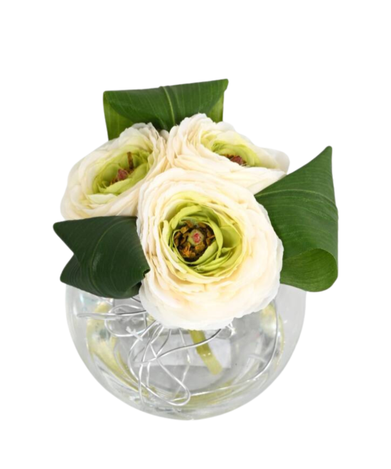 Artificial CENTREPIECE WHITE RANUNCULUS (Buttercup)