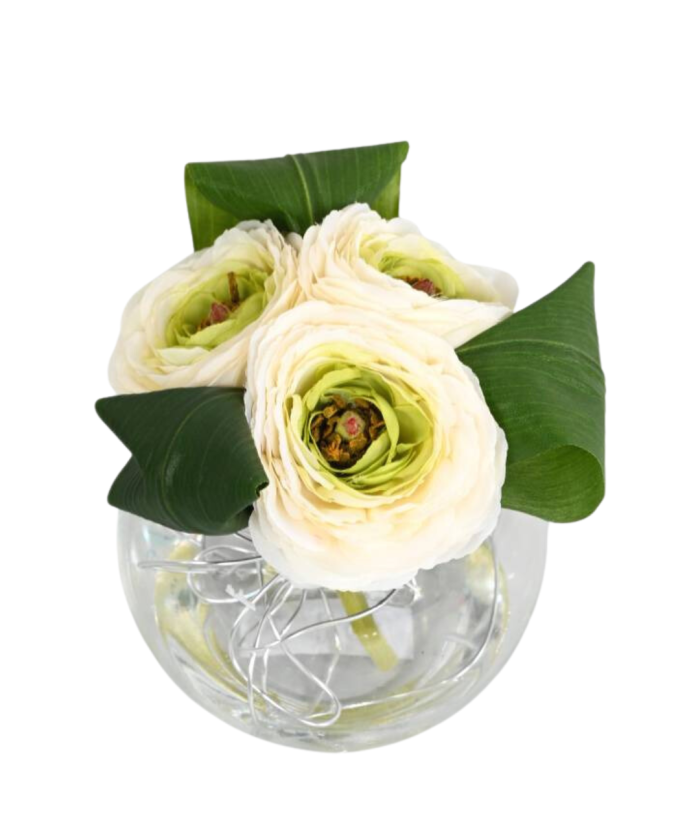 Kunstlill CENTREPICE VALGE RANUNCULUS (Buttercup)