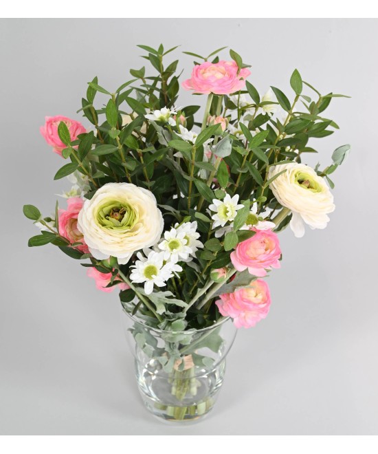 Artificial RANUNCULUS (Buttercup) EUCALYPTUS BOUQUET