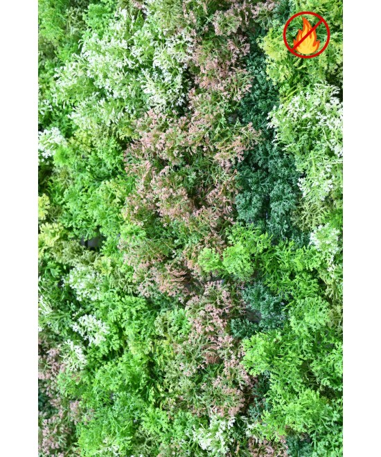 Kunsttaimedest seinapaneel sammal 100 × 100 FR – Tulekindel