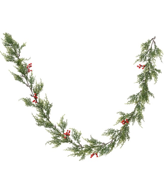 Artificial winter garland with red berries