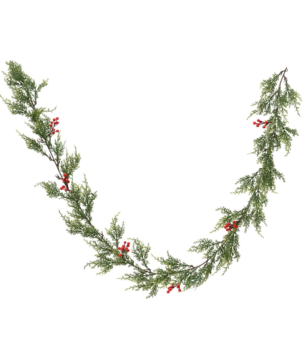 Artificial winter garland with red berries
