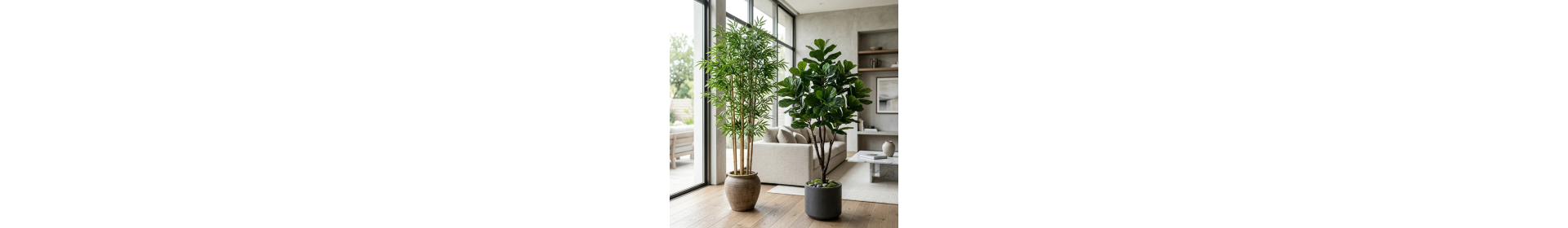 Artificial bamboos and ficuses